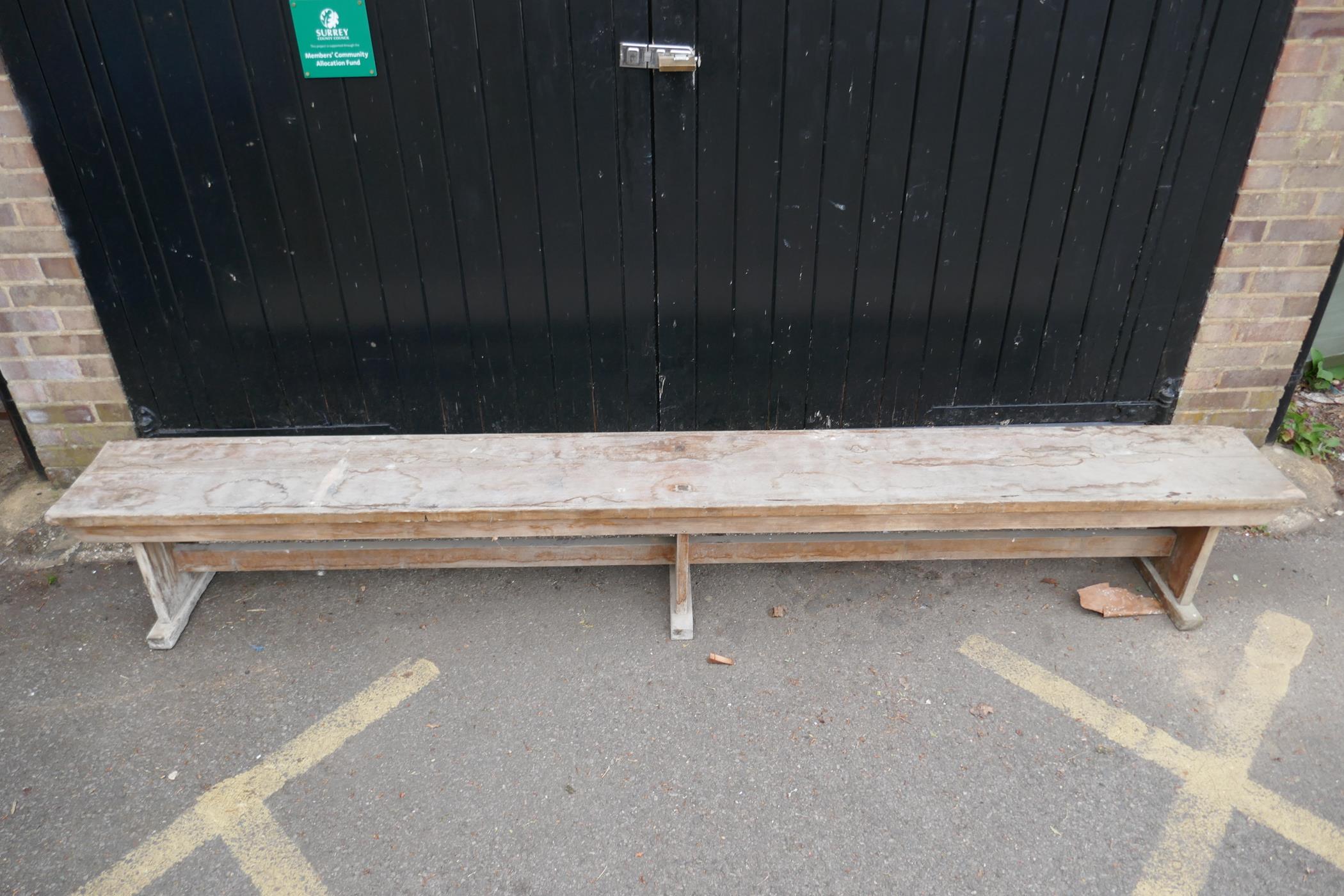 A vintage long pine bench, 120" x 14" x 17" - Image 2 of 2