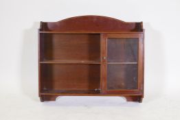 A Shapland & Petter Victorian mahogany hanging cabinet with boxwood banded inlay and a glass panel