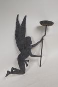 A wrought metal fairy wall sconce, 19"