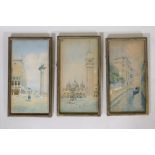 Alberto Trevisant, Venetian scene with St Mark's Square, signed, 6" x 12", and two similar, signed