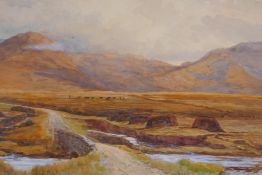William Grylls Addison, 'Cahersiveen Peat Bog, Kerry', C19th Irish landscape, watercolour, unframed,