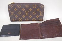 A lady's designer style leather purse and two leather card holders