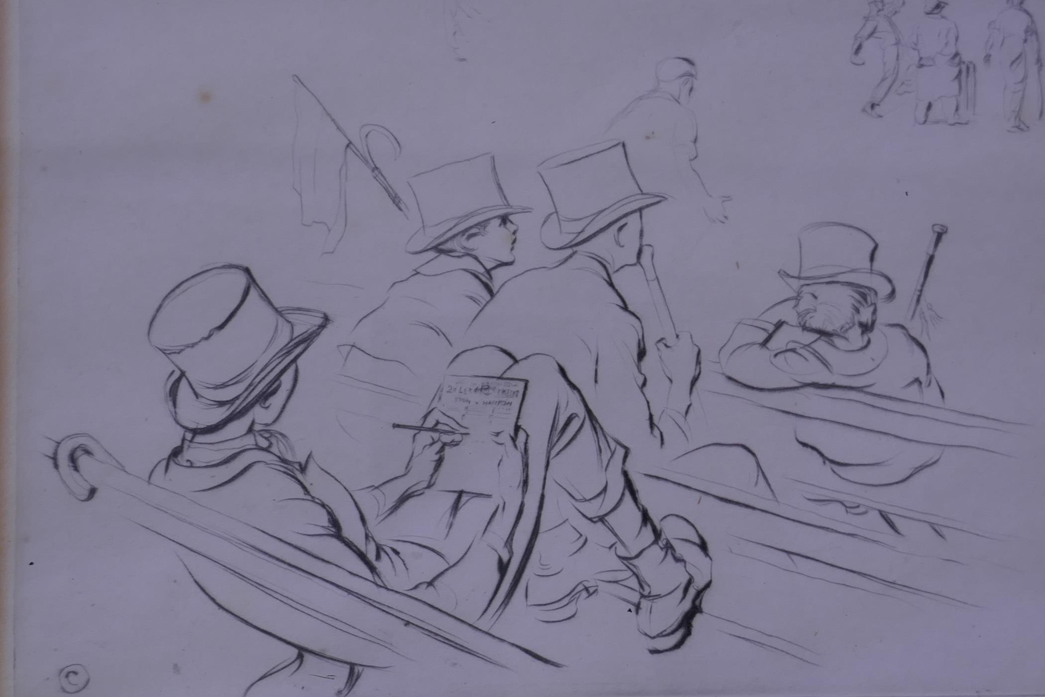James Henry Dowd, six drypoint etchings, 'Good Old Days', 'All on the Game', 'Well Caught', 'The - Image 8 of 9