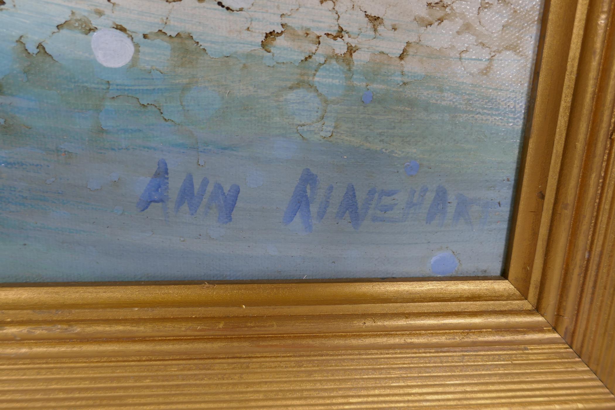 Ann Rinehart, Dancing Shell, labelled verso Ann Rinehart circ. 1980 USA, San Francisco Bay, oil on - Image 3 of 5
