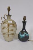 A Michael Andersen mid century Danish ceramic table lamp, labelled to base and a stoneware lamp of
