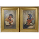 G. Vitale, a pair portraits of an Italian lady and gentleman, signed, oils on canvas, both 17½" x