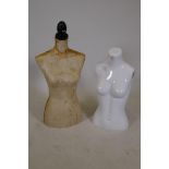 A fibre glass shop display mannequin, and another, largest 31" high