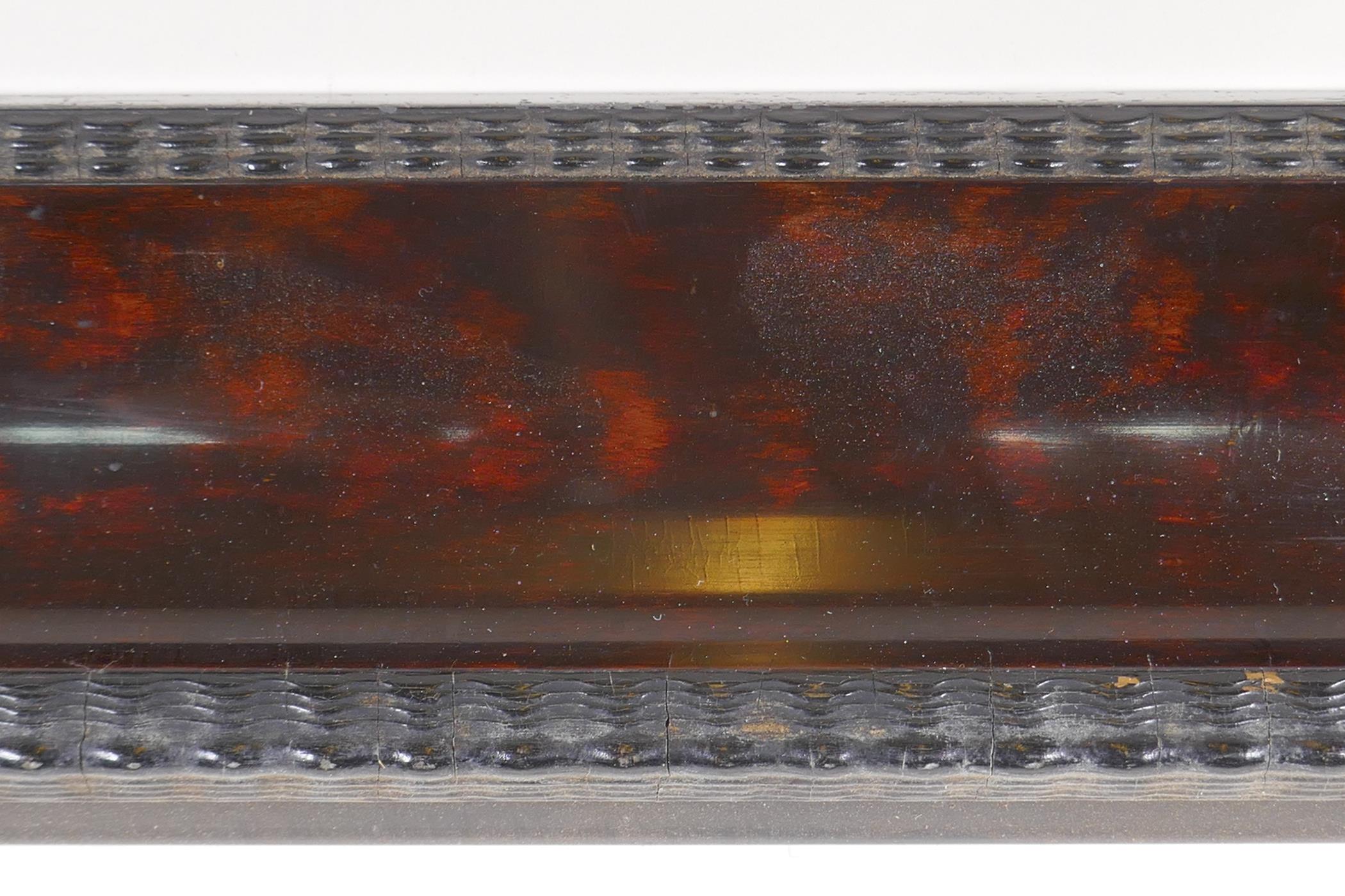 An early C20th Dutch style picture frame, with simulated tortoiseshell and ripple decoration, 18" - Image 3 of 4