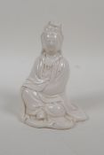 A Chinese blanc de chine porcelain Quan Yin, impressed mark to the reverse, 5" high