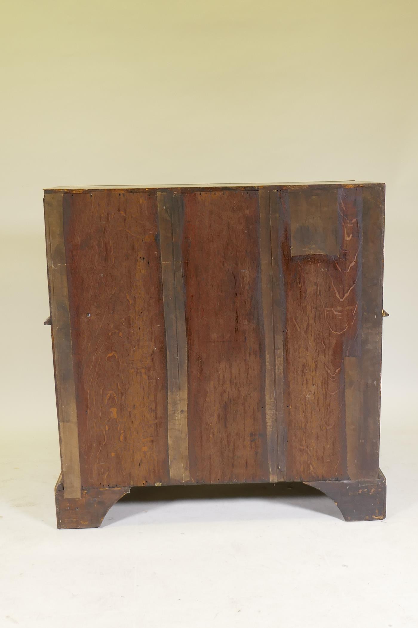 An C18th feather banded and figured walnut fall front bureau, the stepped interior with concave - Image 8 of 10