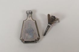 An import Chinese silver scent bottle with figured decoration, Chinese character marks to base,