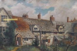 C.L. Lockton, (Charles Longton), The Old Sod ? Houses, St Ebbe's, Oxford, inscribed verso, oil on