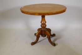A Victorian satinwood tilt top breakfast table, 36" x 26½", 29½" high