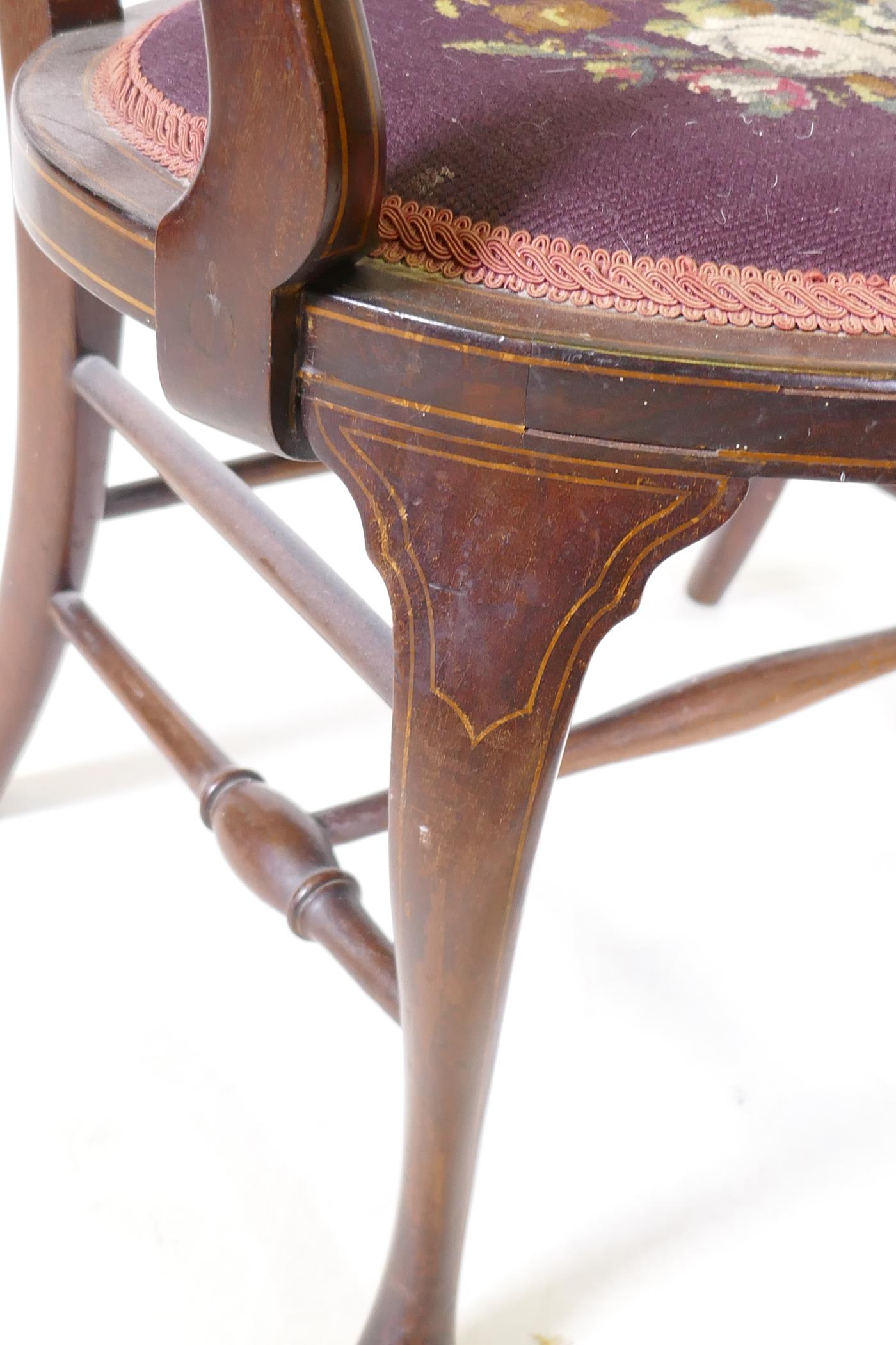 A Victorian inlaid mahogany tub shaped parlour chair - Image 3 of 3