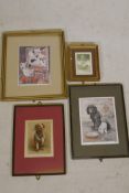 George E. Studdy, three humorous prints of dogs from the Sketch Magazine, and another print of dogs,