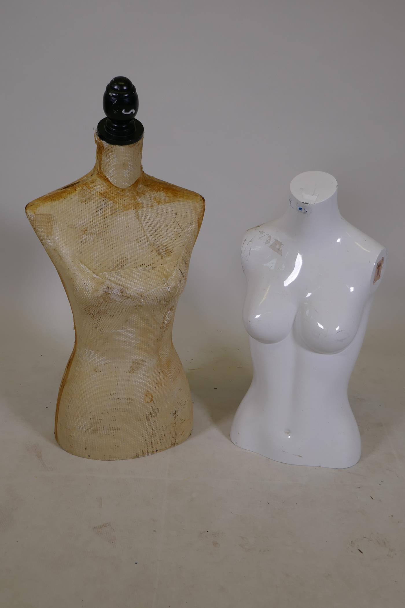 A fibre glass shop display mannequin, and another, largest 31" high