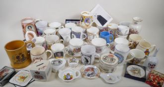 Over forty items of mid to late C20th Royal commemorative wares to include cups and saucers, trinket
