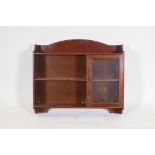 A Shapland & Petter Victorian mahogany hanging cabinet with boxwood banded inlay and a glass panel