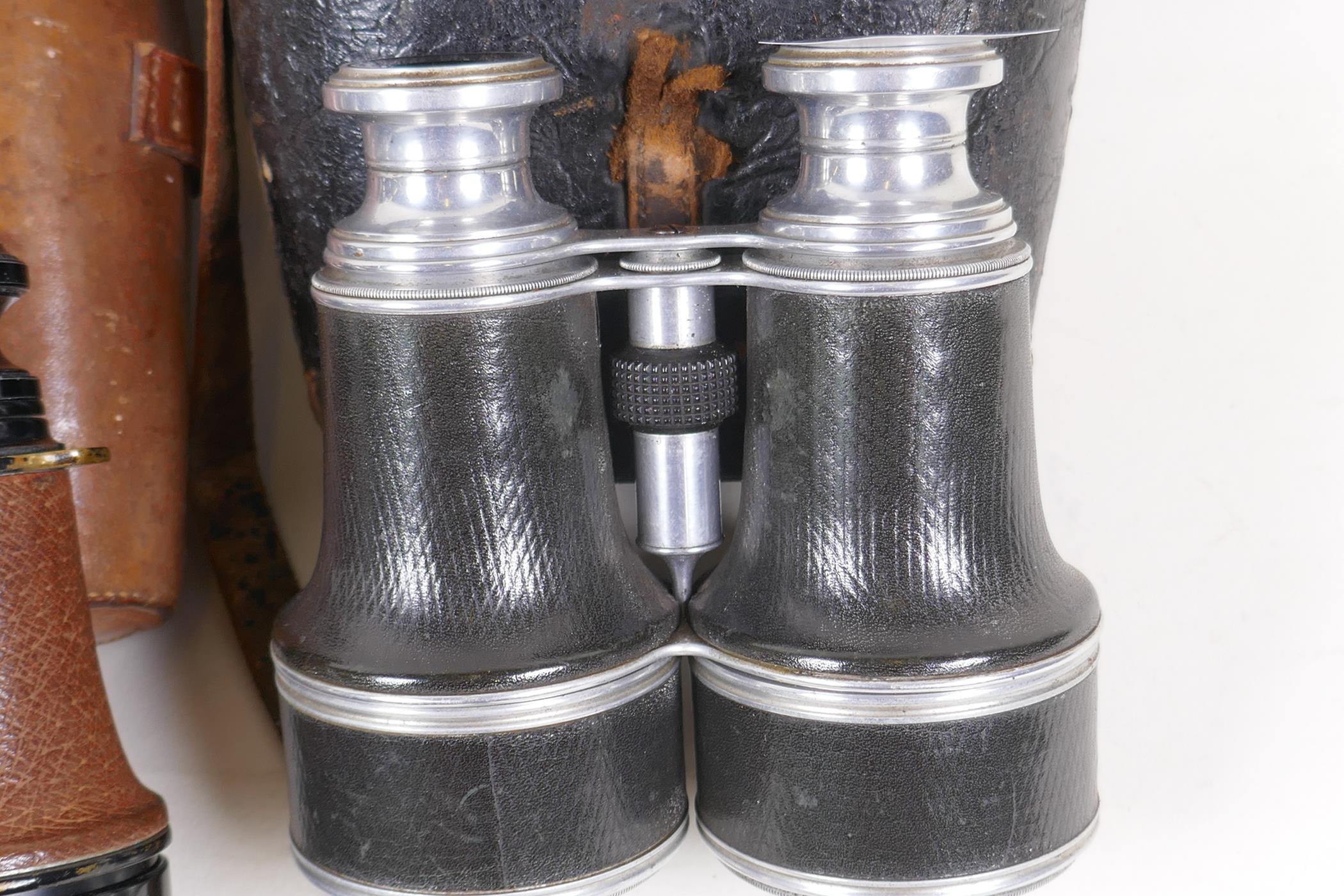 Three pairs of vintage binoculars in leather cases - Image 2 of 4