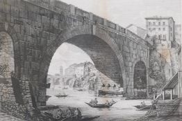 After Luigi Rossini, Veduta di Ponte Cestio, pub. Rome 1822, 22" x 14"