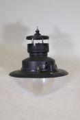An industrial 'Tunbridge' pendant lamp by Sugg, 28½" drop
