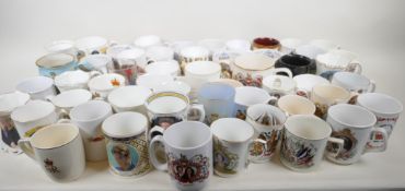 A collection of mid to late C20th Royal commemorative mugs, over fifty in total