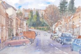 Eric Buesnel, Castle Street, Farnham, signed and dated 1988, watercolour, 20" x 14"