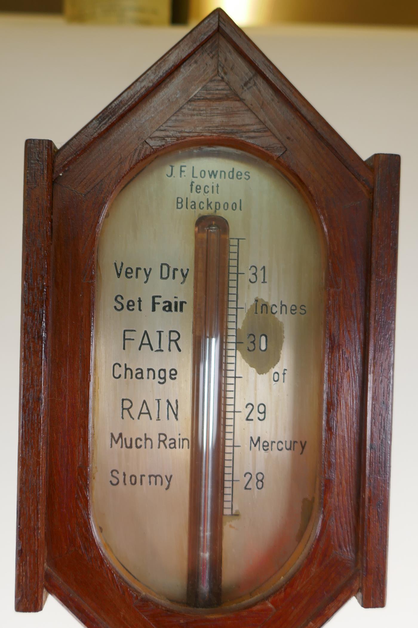 A mercury stick barometer by J.F. Lowndes of Blackpool, 37" long - Image 2 of 2