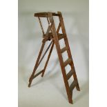 A vintage Hatherley pine step ladder, 140cm high