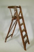 A vintage Hatherley pine step ladder, 140cm high