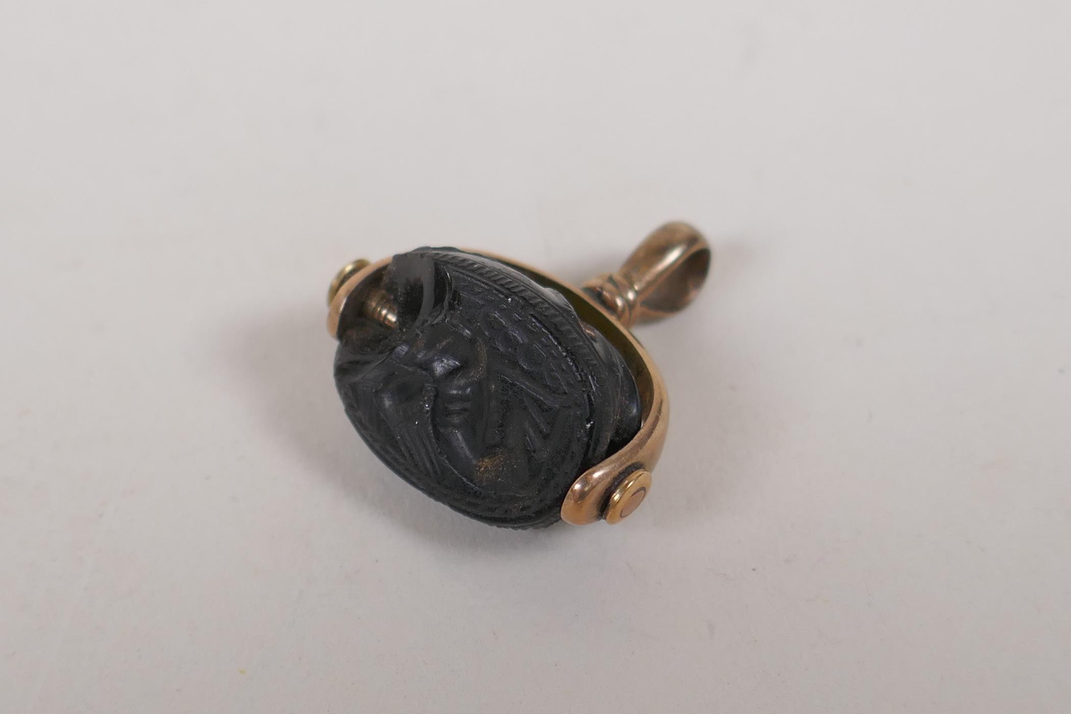 A collection of antique intaglio seals with white and yellow metal mounts, largest 4cm - Image 4 of 8