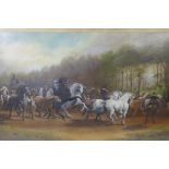 After Rosa Bonheur, 'The Horse Fair', inscribed lower right, oil on millboard, 82cm x 50cm