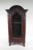 A C19th French glazed cabinet in the form of a miniature armoire, 36 x 21 x 68cm