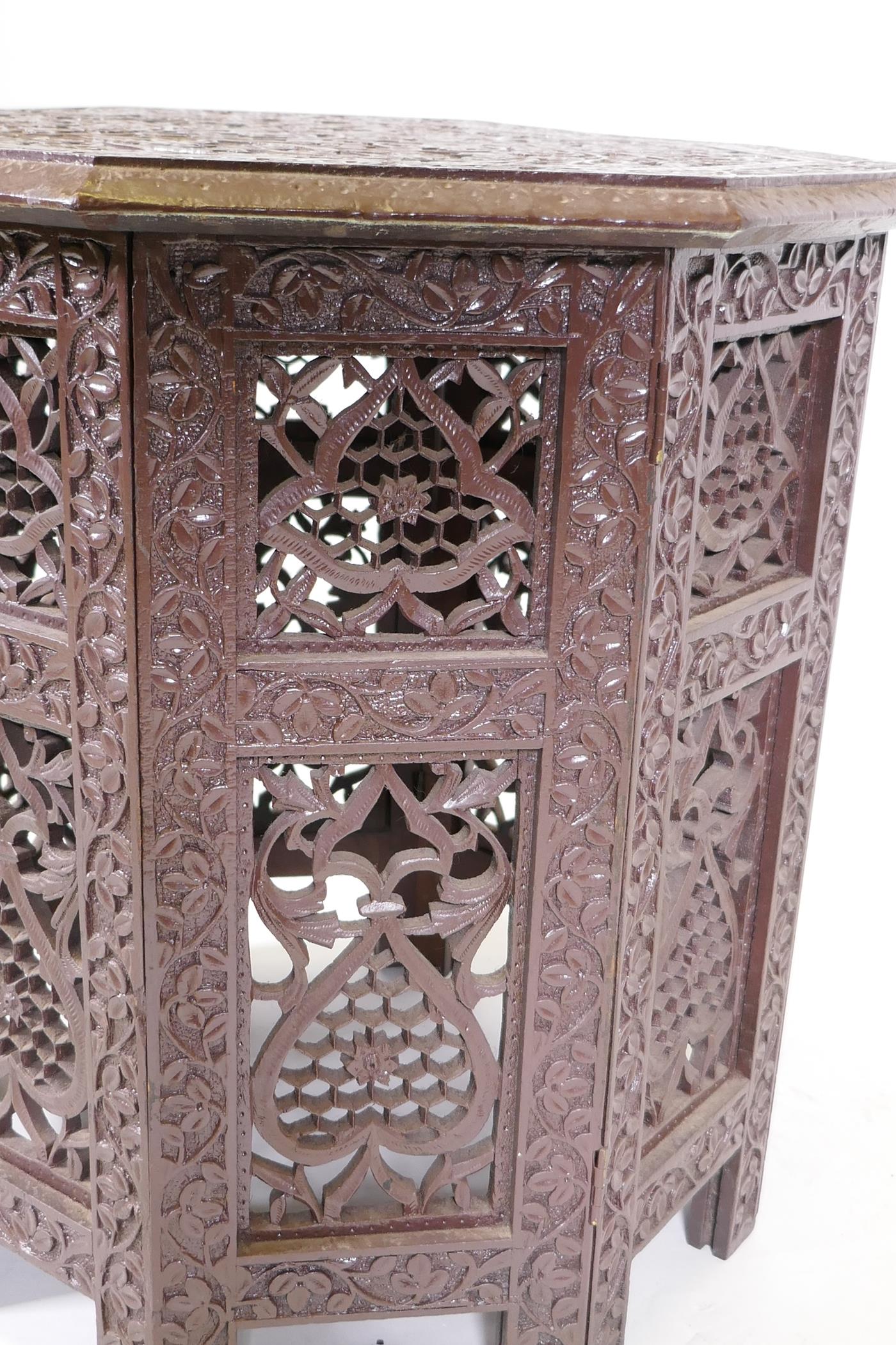 An Indian carved and lacquered wood occasional table, 18" x 18" - Image 4 of 4