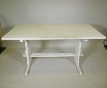 A painted pine refectory table, 153 x 77cm, 76cm high