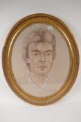 Portrait of a young man, signed Doyle, dated 1983, in a good gilt frame, pastel, 39cm x 48cm