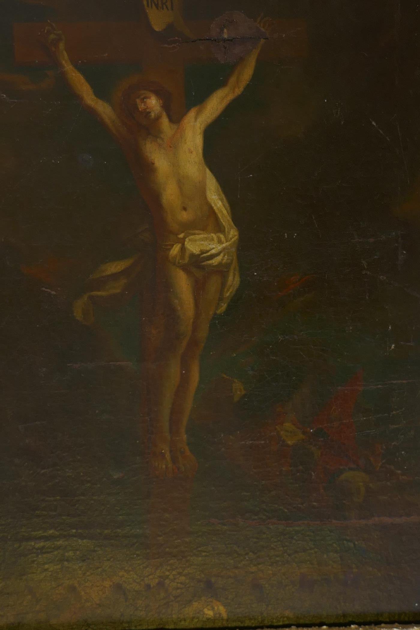 The Crucifixtion, C18th/C19th, probably continental, oil on canvas laid on board, unsigned, 40 x