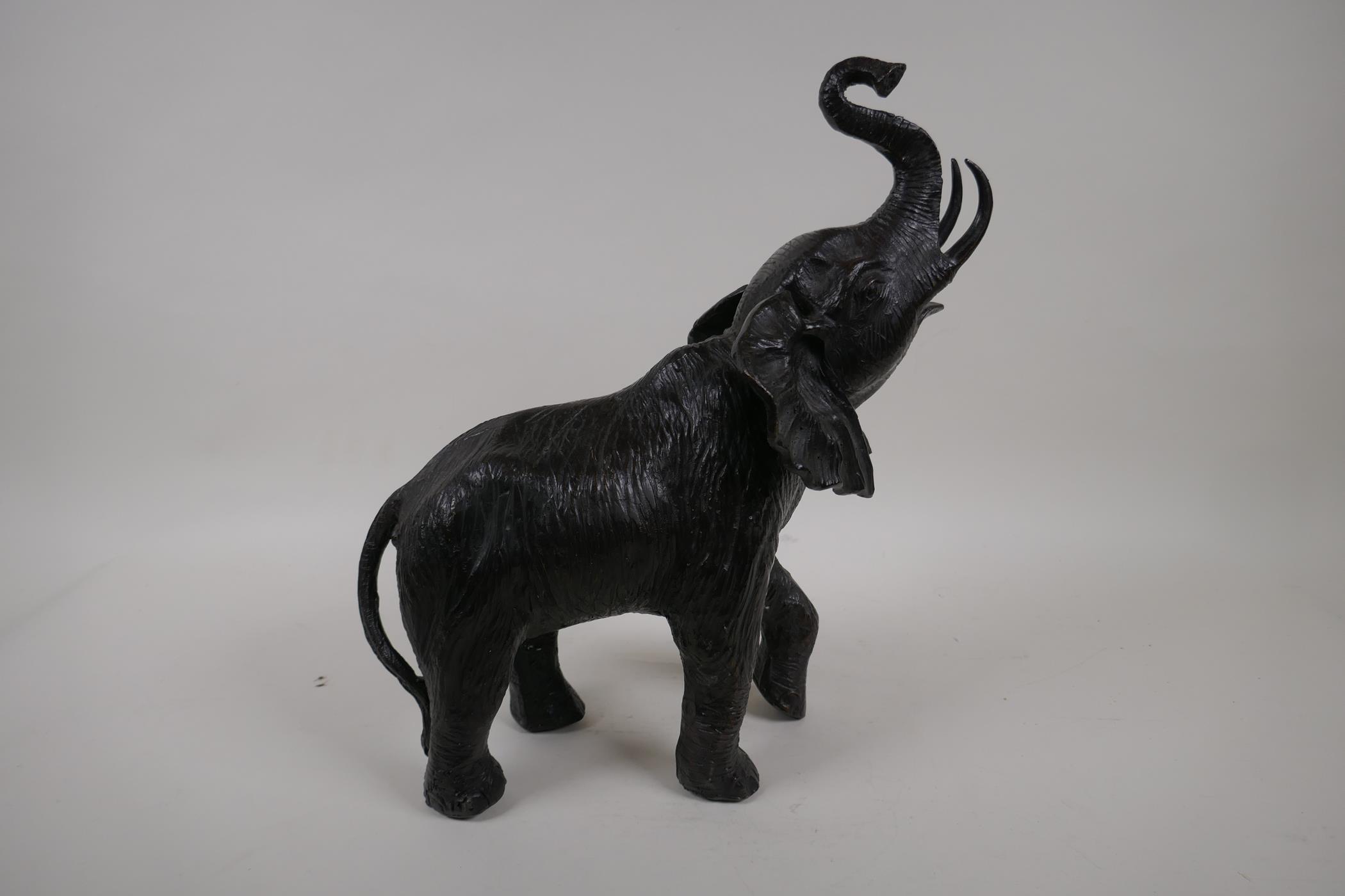 A bronze figure of an elephant, 13" high - Image 2 of 5