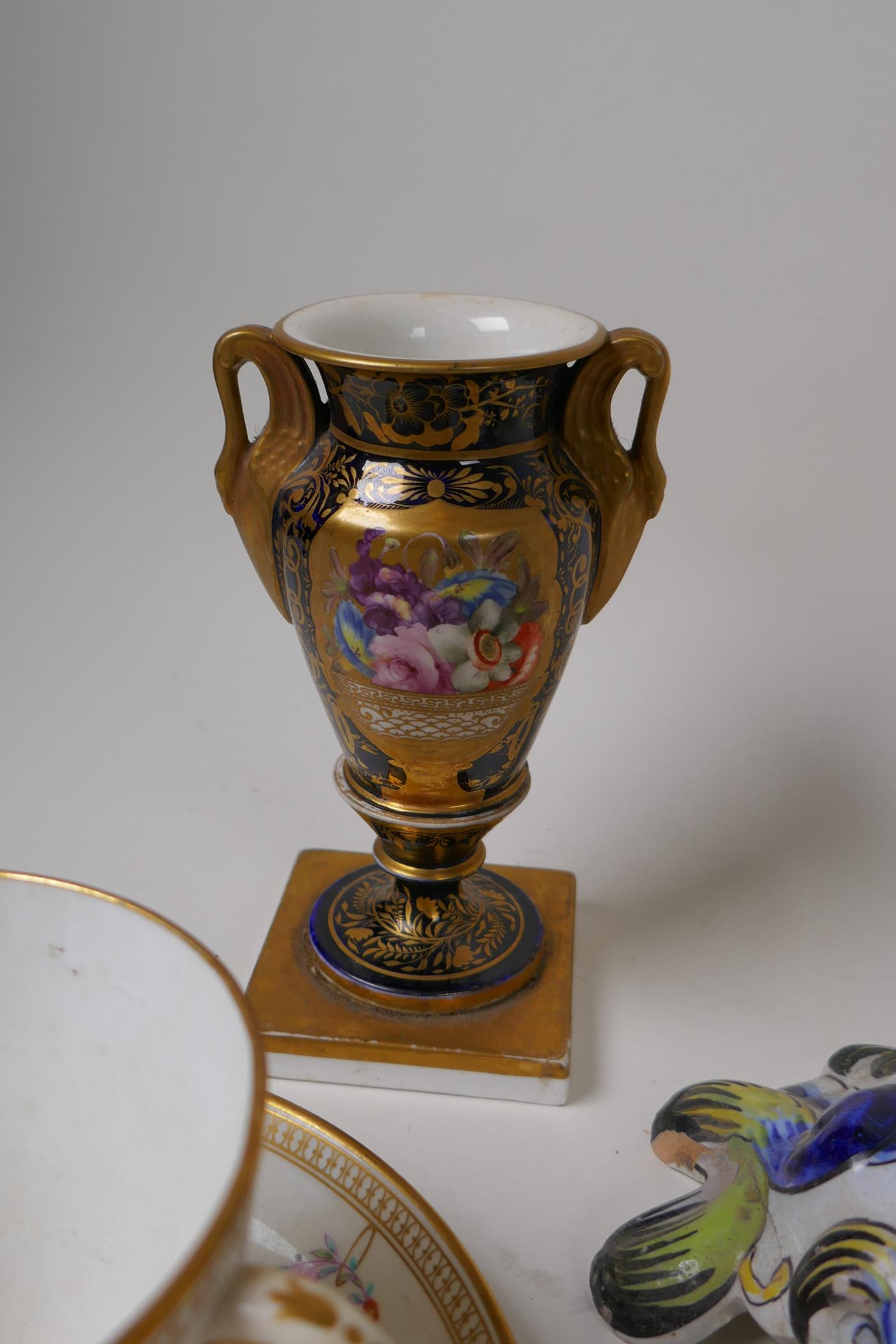 A quantity of C19th and early C20th British and Continental porcelain items including cups, saucers, - Image 5 of 9