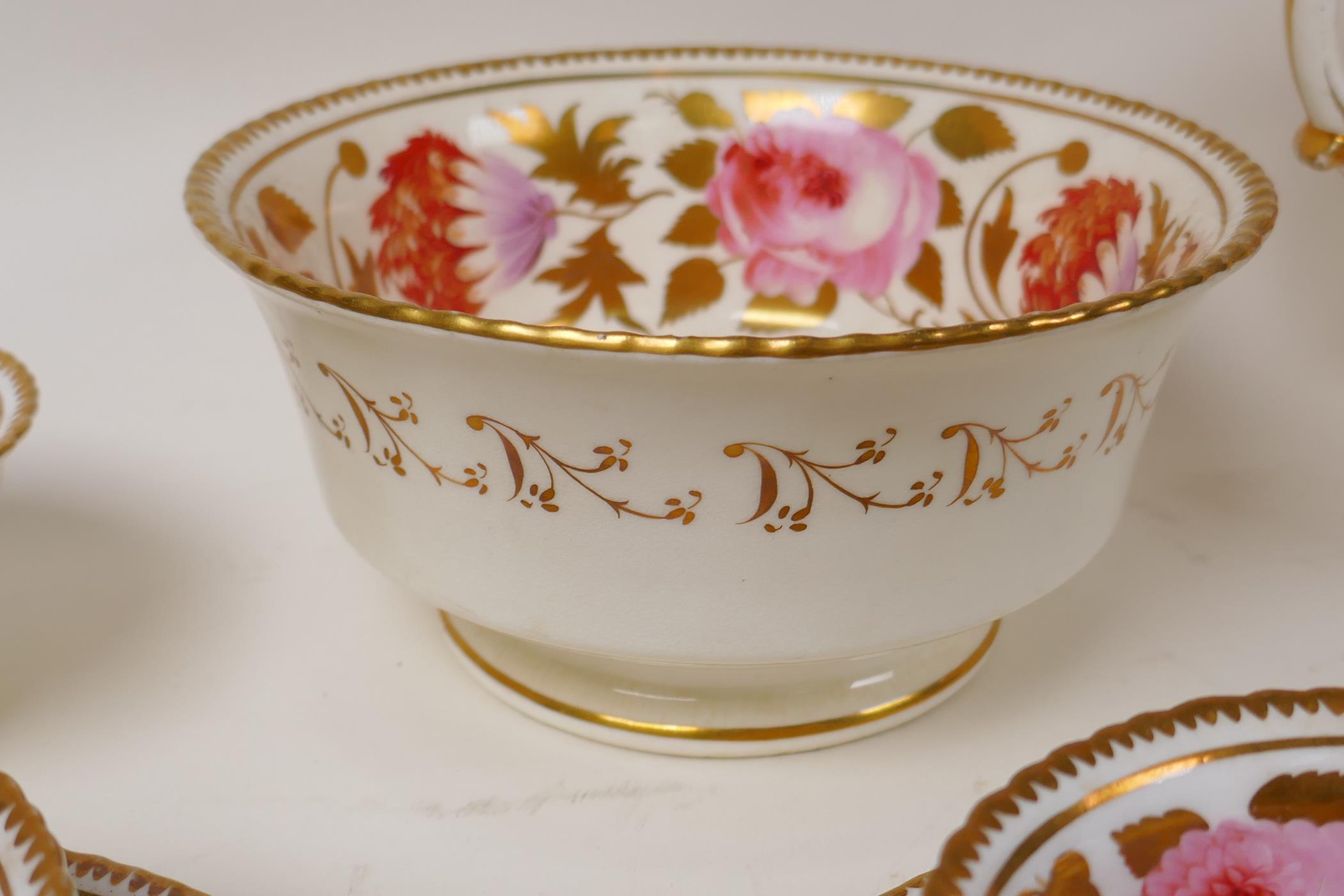 A late C18th/early C19th  Staffordshire part tea service with hand painted floral decoration and - Image 6 of 11