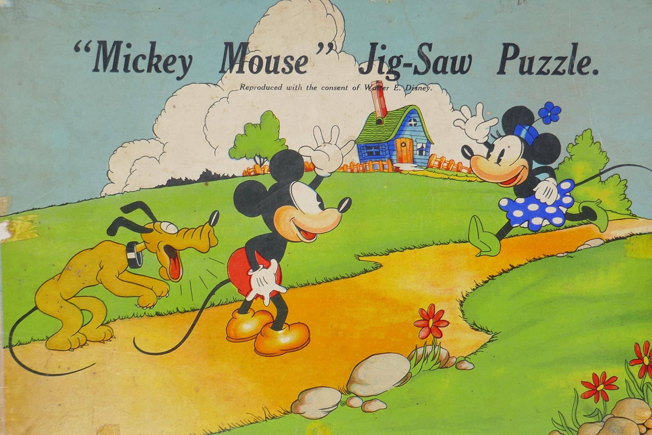 A 1930s Chad Valley wooden Mickey Mouse jigsaw puzzle, and a Parker Brothers clock, Tiddley Winks - Image 5 of 6