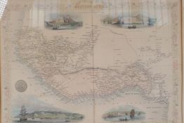 A mid C19th map of Western Africa engraved by J. Rapkin with vignette illustrations by Winkles and