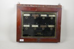 A French mahogany servant's bell box, 47 x 40 x 7cm