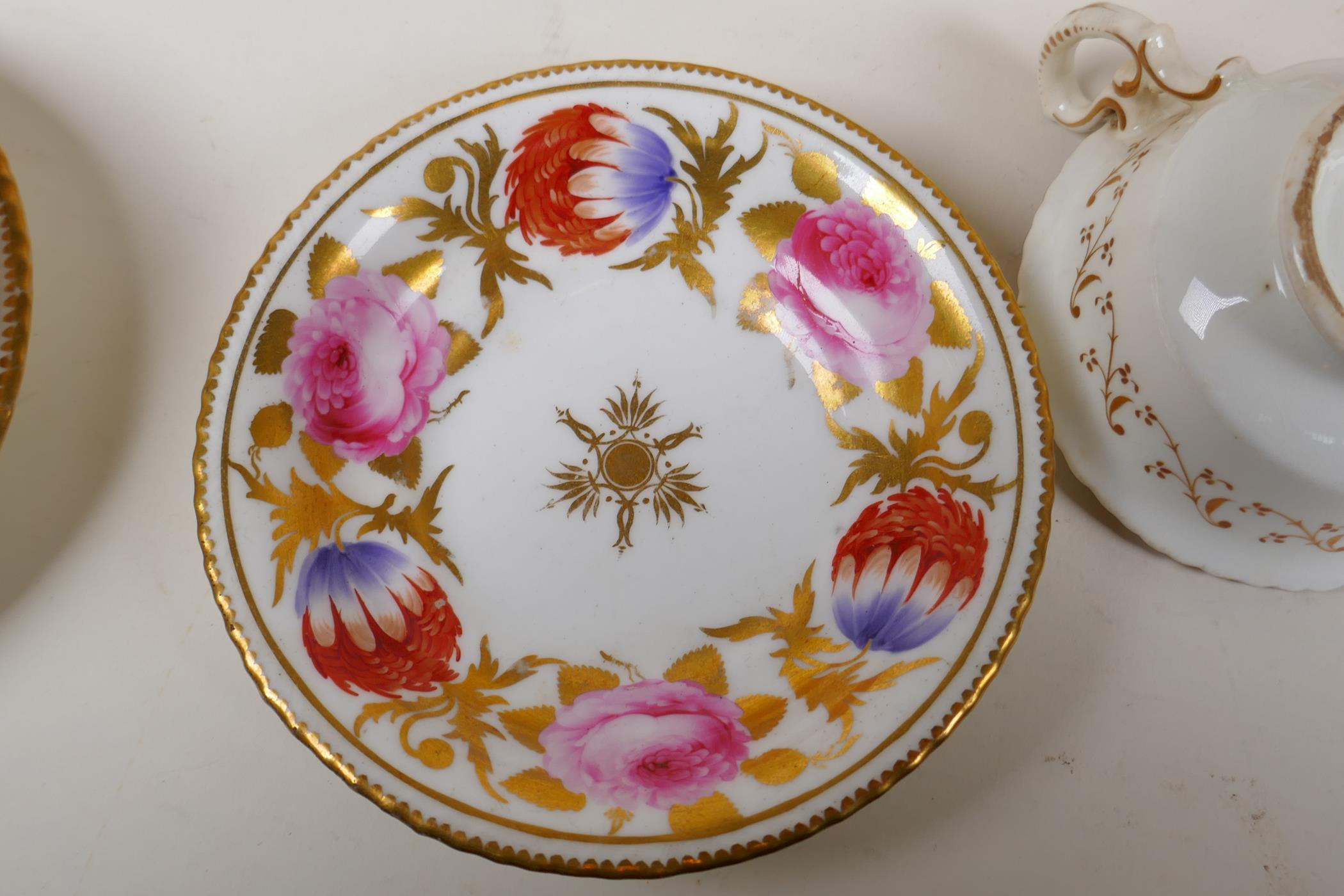 A late C18th/early C19th  Staffordshire part tea service with hand painted floral decoration and - Image 9 of 11