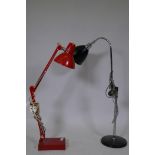 Two angle poise lamps, 84cm high