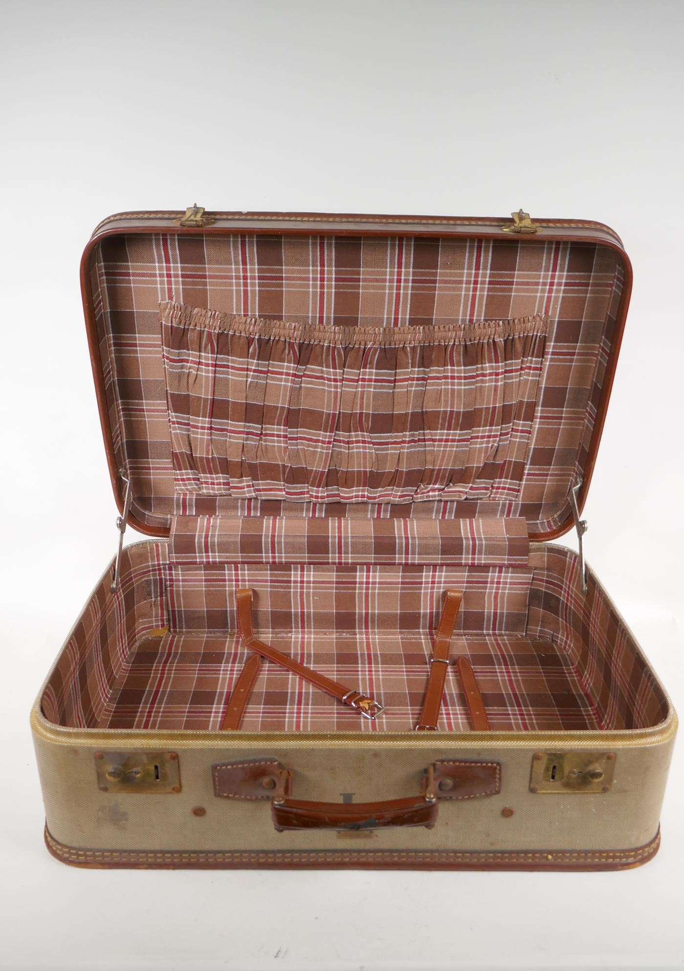 A mid century Madler Stratobox suitcase, with stitched leather trim, AF damage to back corner, 56 - Image 3 of 3