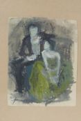 Seated lady and courtier, signed 'Forain', ink and gouache, 9cm x 12cm