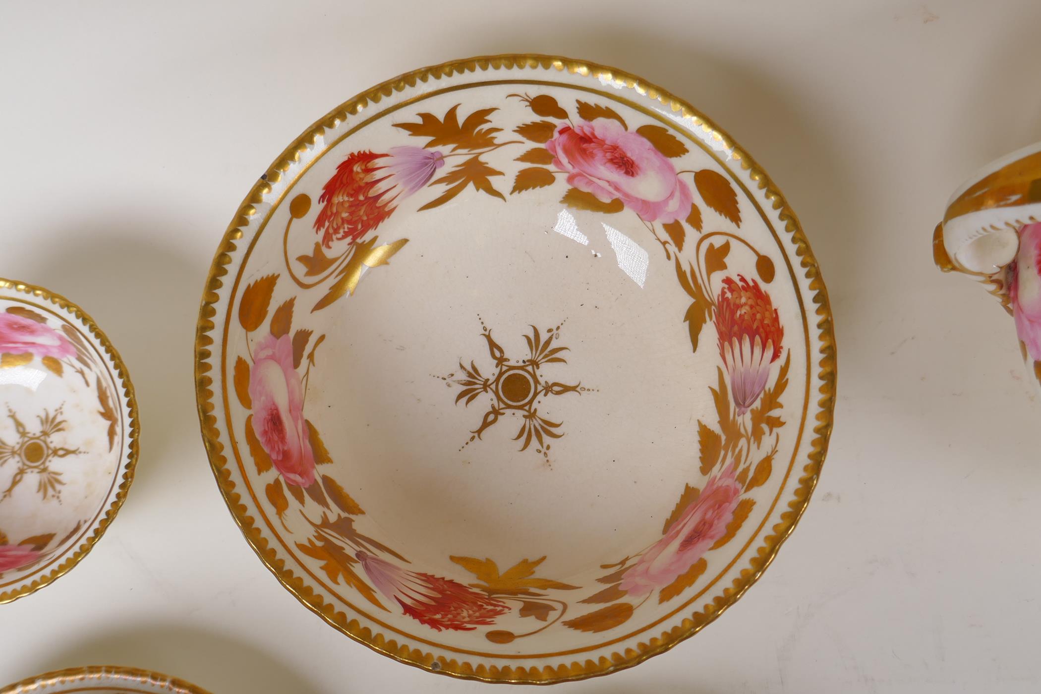 A late C18th/early C19th  Staffordshire part tea service with hand painted floral decoration and - Image 7 of 11