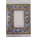 A Moorish Sideli work and enamel decorated picture frame, AF, 30cm x 25cm