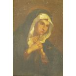 The Madonna in contemplation, oil on panel, unsigned, late C19th/early C20th